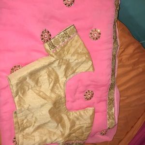 authentic festive sari with decorative trimming